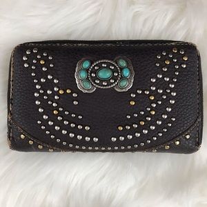⛵️4/$20 Montana West faux leather wallet, turquoise detail